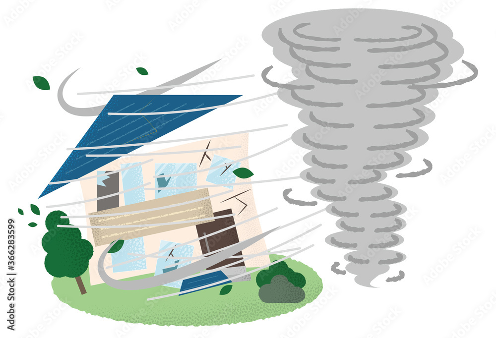 竜巻の被害に遭う住宅のベクターイラスト Stock Vector Adobe Stock