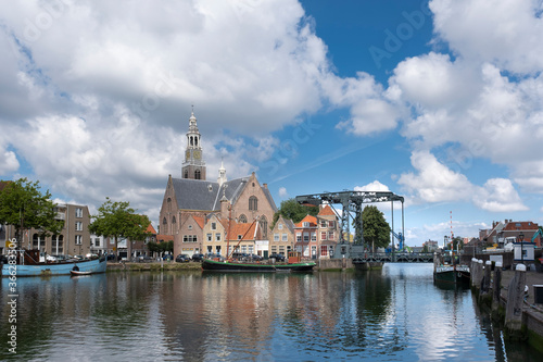 view on the Marnixkade and the Groote Kerk, Maassluis, Holland photo