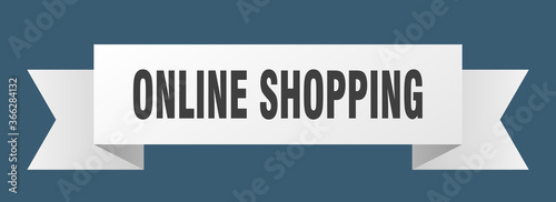 online shopping ribbon. online shopping paper band banner sign