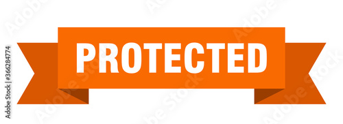 protected ribbon. protected paper band banner sign