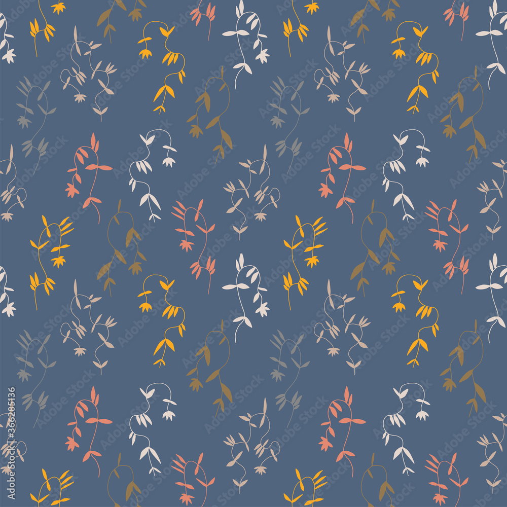 Little flower seamless pattern in vintage Scandinavian minimalism aesthetic, retro background.