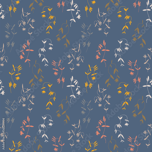 Little flower seamless pattern in vintage Scandinavian minimalism aesthetic, retro background.