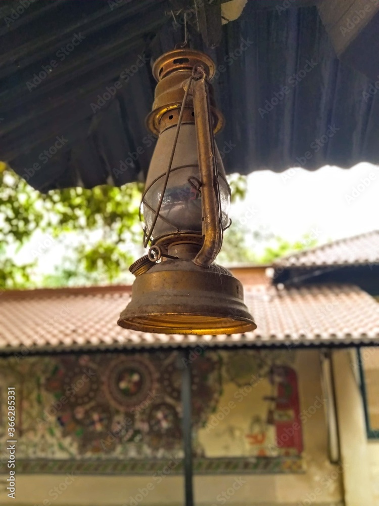 an old lantern in an Indian village 
