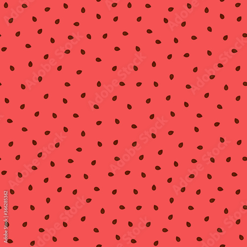 Seamless pattern with watermelon seeds. Endless red background for National Watermelon Day.