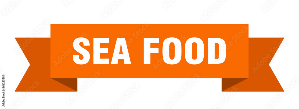 sea food ribbon. sea food paper band banner sign sea food ribbon. sea food paper band banner sign