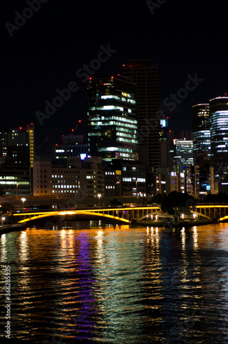 A night view of the Tenmabashi area in Osaka, Japan. © www555www