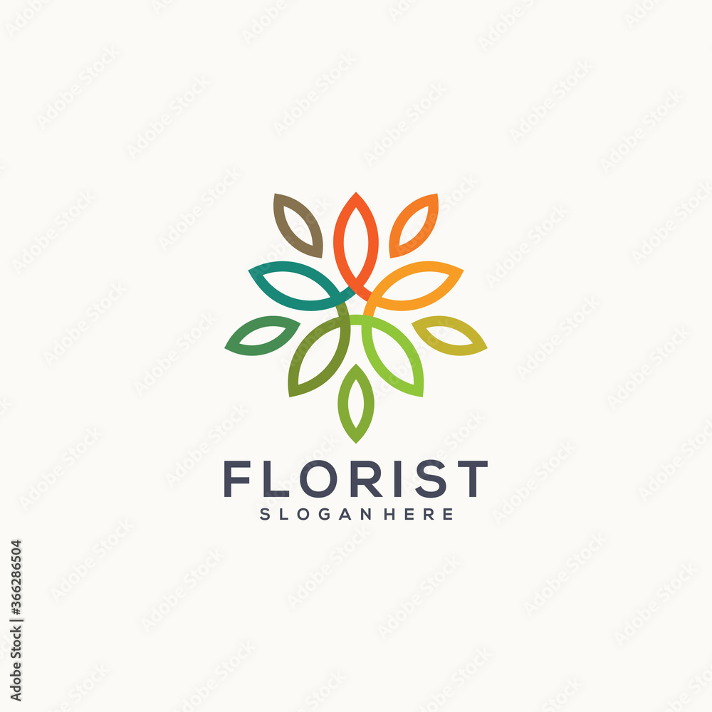 florist logo line colorful abstract