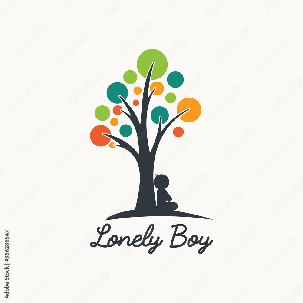 Obraz premium lonely boy tree logo abstract