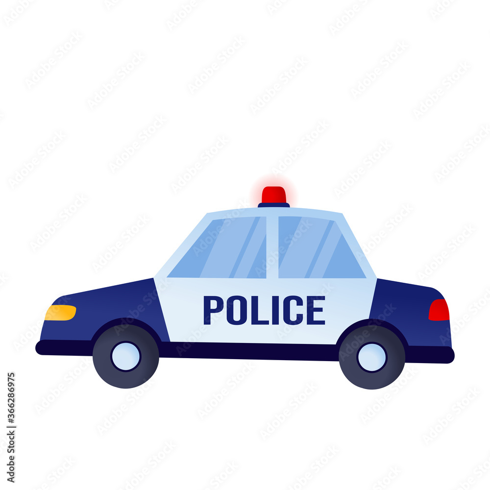 Police patrol car cartoon flat vector Police patrol car cartoon flat vector