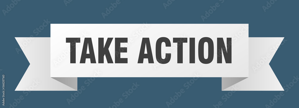 take action ribbon. take action paper band banner sign