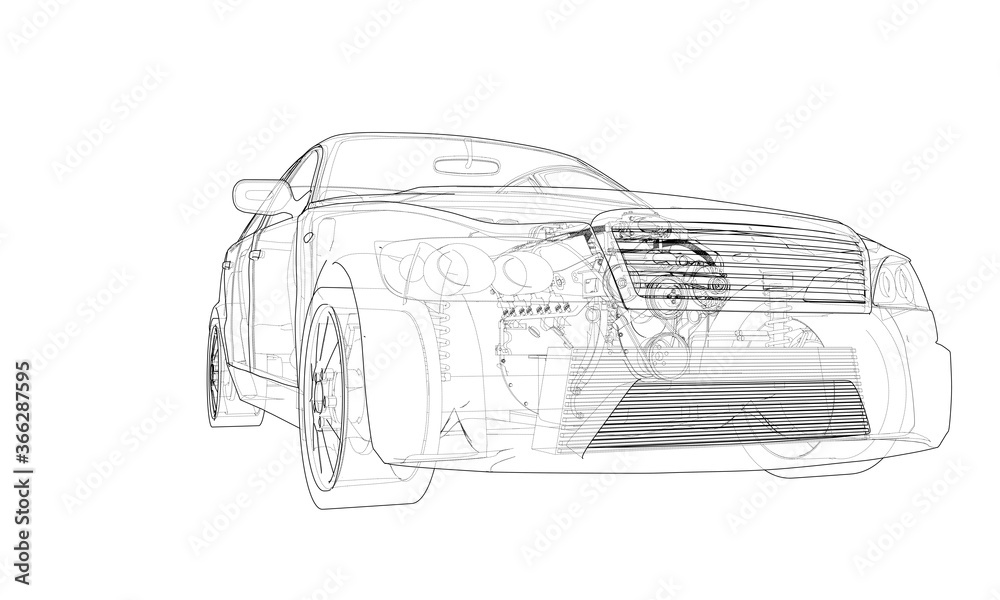 Fototapeta premium Concept car. 3d illustration