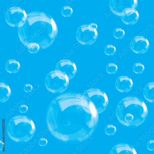 Bubbles on turquoise background  seamless pattern