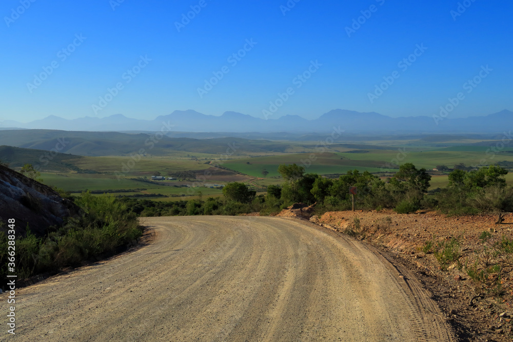 agricultural landscape with mountainous horizon