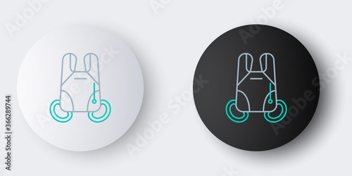Line Parachute icon isolated on grey background. Extreme sport. Sport equipment. Colorful outline concept. Vector.