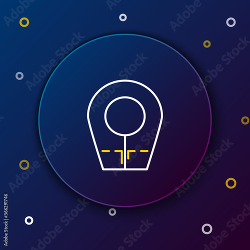 Line Diving hood icon isolated on blue background. Spearfishing hat winter swim hood. Diving underwater equipment. Colorful outline concept. Vector.