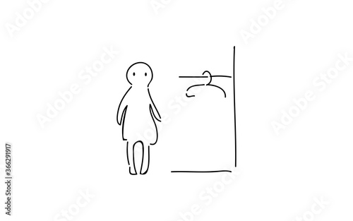 アナログ手書き風のゆるいタッチのアイコン：女子更衣室