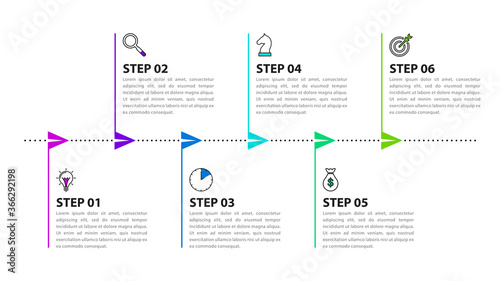 Infographic design template. Timeline concept with 6 steps