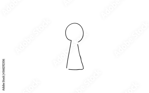 アナログ手書き風のゆるいタッチのアイコン：鍵穴