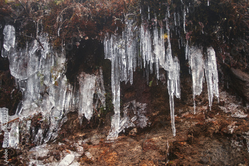 icicles on aroof  photo