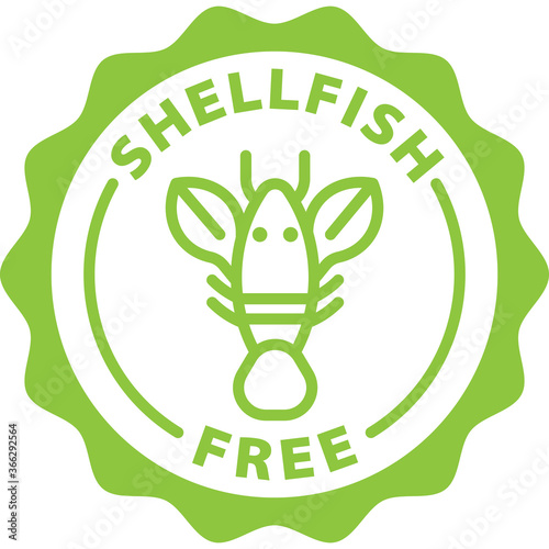 shellfish free lobster isolated green outline stamp icon vector circle
