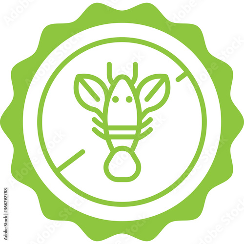 seafood lobster shellfish free allergen isolated green outline stamp icon vector circle