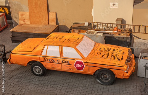 Car with an inscription 