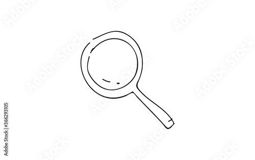 アナログ手書き風のゆるいタッチのアイコン：虫眼鏡