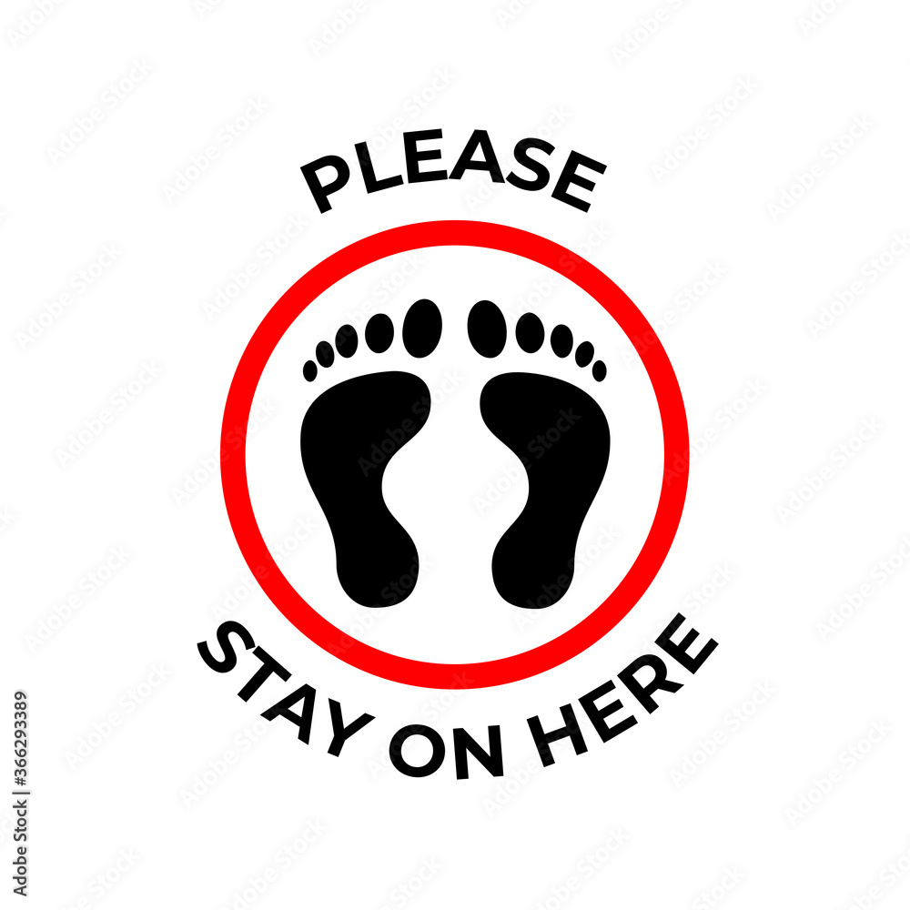floor sticker sign with foot print for practicing social distancing ...