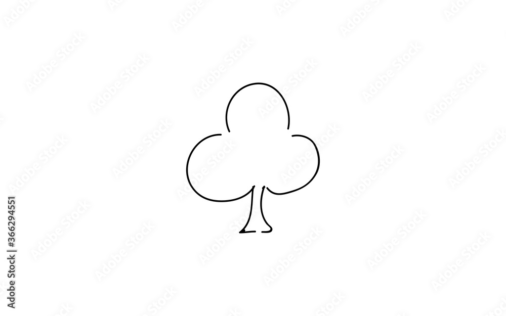 アナログ手書き風のゆるいタッチのアイコン：クローバー