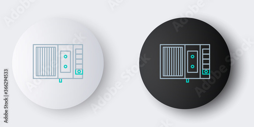 Line Music tape player icon isolated on grey background. Portable music device. Colorful outline concept. Vector.