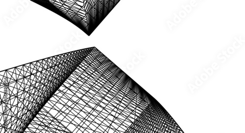 Modern architecture sketch 3d illustration