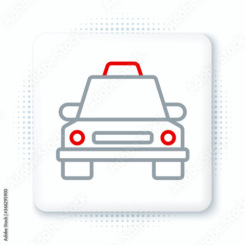 Line Taxi car icon isolated on white background. Colorful outline concept. Vector.