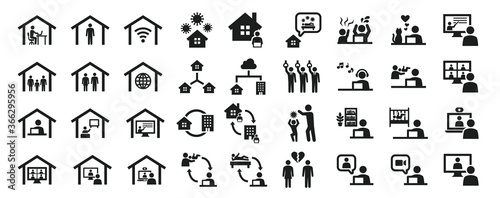 Set of business icons related to work from home