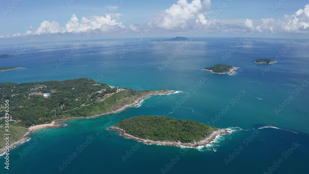 aerial view from mountain on pha hin dam to see nai harn beach and promtep cape aerial view from mountain on pha hin dam to see nai harn beach and promtep cape