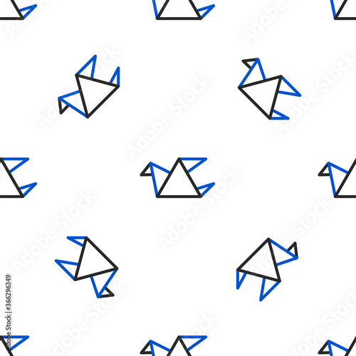 Line Origami bird icon isolated seamless pattern on white background. Colorful outline concept. Vector.