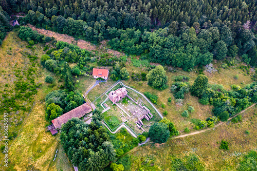 Ruins of Niedermunster Abbey in the Vosges Mountains - Bas-Rhin, France photo