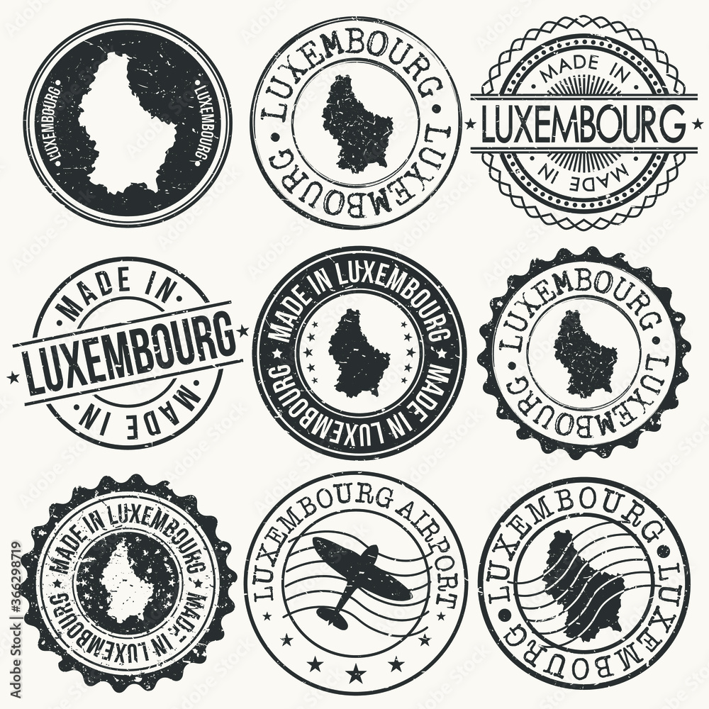 Luxembourg Travel Stamp Made In Product Stamp Logo Icon Symbol Design Insignia.
