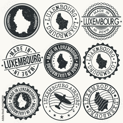 Luxembourg Travel Stamp Made In Product Stamp Logo Icon Symbol Design Insignia.