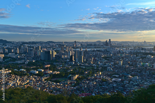 Photography Grand view of Seoul city from Namsan