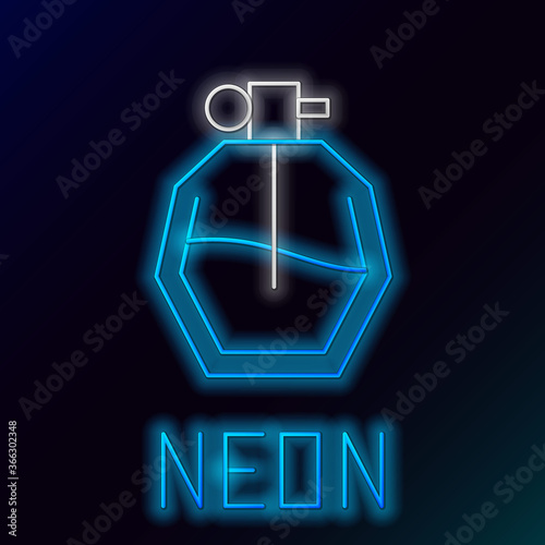 Glowing neon line Perfume icon isolated on black background. Colorful outline concept. Vector.