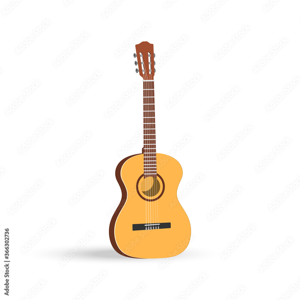 Acoustic guitar. Musical insrument. Classical. Vector illustration.