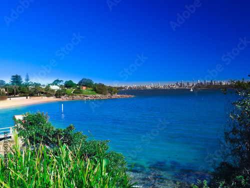 Camp Cove Beach Sydney NSW Australia turquoise blue waters on a clear sunny winters day 