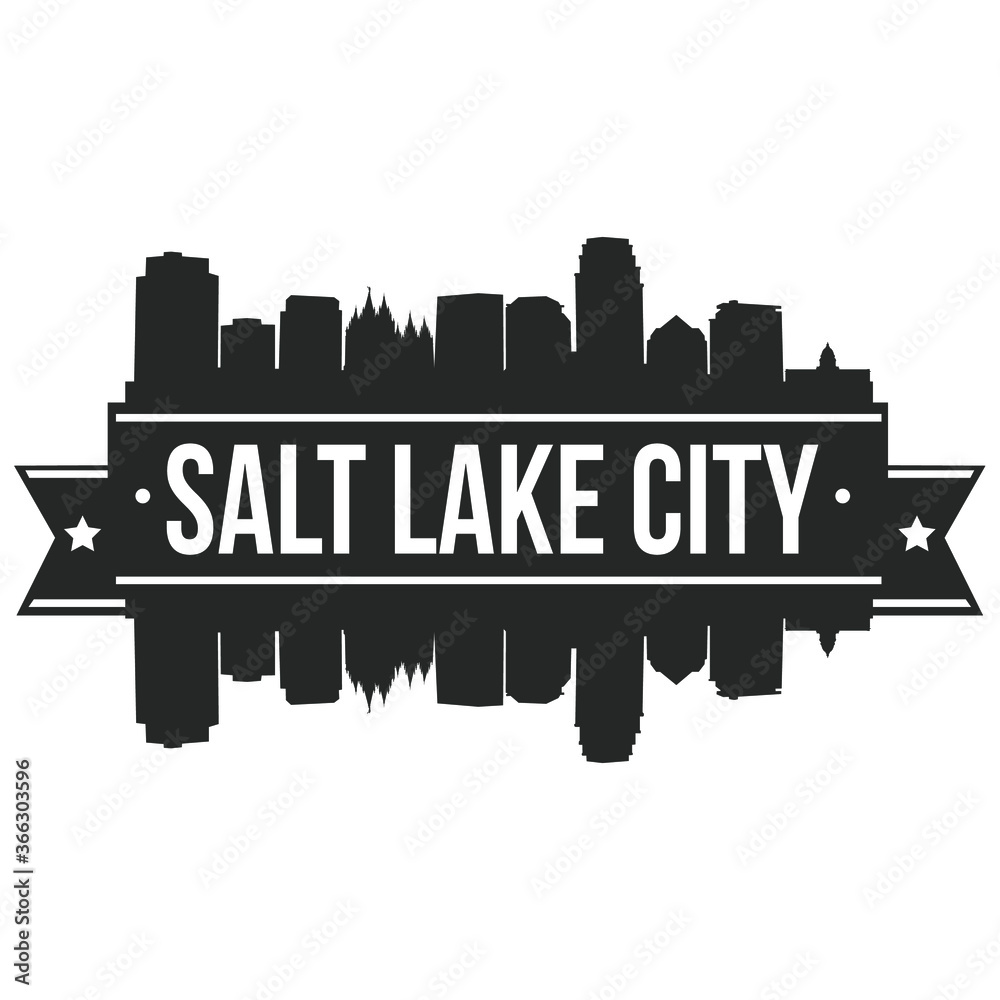 Salt Lake City Skyline Stamp Silhouette . Reflection Landscape City Design. Vector Cityscape Icon.