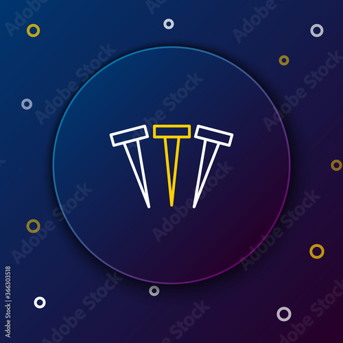 Line Metallic nails icon isolated on blue background. Colorful outline concept. Vector.