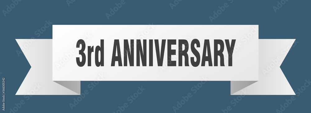 3rd anniversary ribbon. 3rd anniversary paper band banner sign 3rd anniversary ribbon. 3rd anniversary paper band banner sign