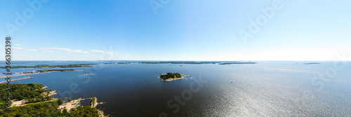 Aerial summer view of the Gulf of Finland, Baltic Sea, Kotka, Finland