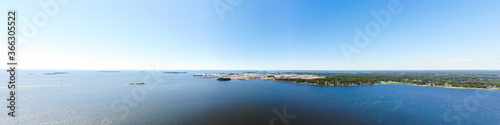 Aerial panoramic summer view of island Mussalo in Baltic Sea, Kotka, Finland © Elena Noeva