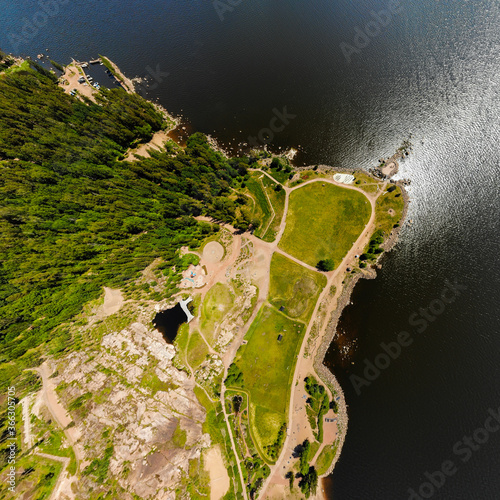 Aerial summer view of Katariina Seaside Park, Kotka, Finland photo