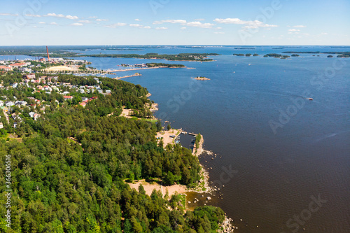 Aerial panoramic view of island Kotkansaari in Kotka, Finland photo