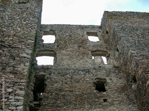 The Chateau de Saissac, a ruined castle and one of the so-called Cathar castles, north-west of Carcassonne, France. photo